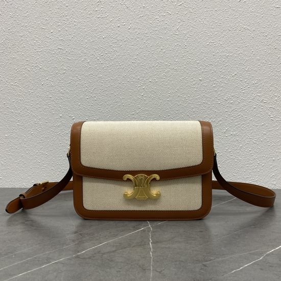 Celine Triomphe Linen Leather Trimmed Bag 187368