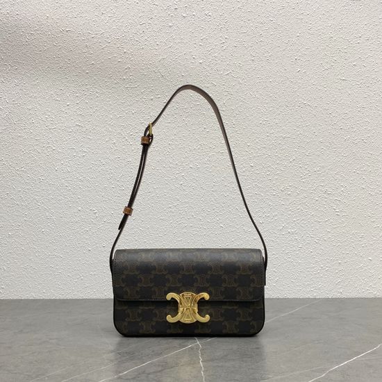 Celine TRIOMPHE Canvas Leather Shoulder Bag 194142