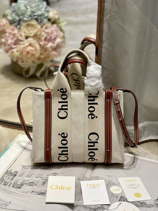Chloe Woody Small Tote Bag with Shoulder Strap 17801