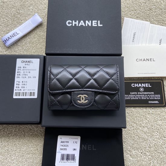 Chanel Lambskin Compact Zippered Wallet A80799