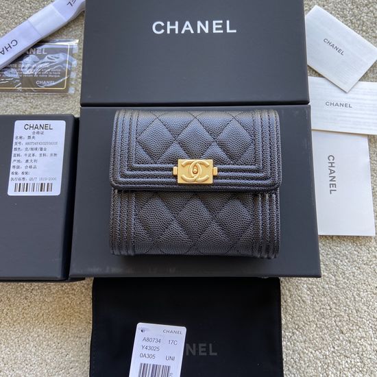 Chanel Wallet Grain Calfskin With Gold Hardware A80734
