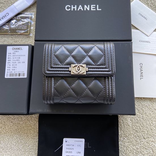 Chanel Wallet Lambskin Black Silver A80734