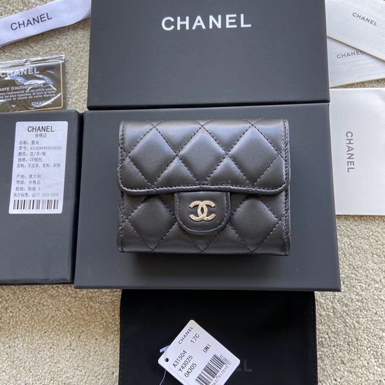 Chanel Wallet Sheepskin Silver Hardware Wallet A31504