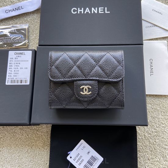 Chanel Wallet Grain Calfskin Silver Hardware A31504