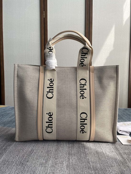 Chloe Woody Tote Bag Large Biscuit Pink 6044