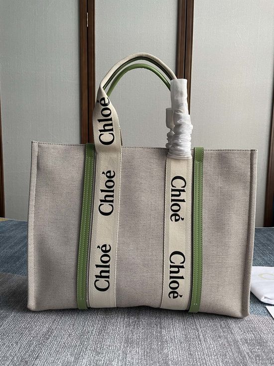Chloe Woody Tote Bag Large Jade Green 6044