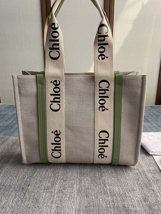 Chloe Woody Tote Bag Jade Green Medium 6043