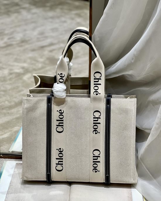 Chloe Woody Tote Bag Large Dark Blue 6691