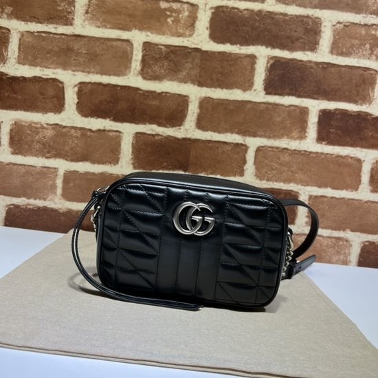Gucci Handbag Original Leather Black Plaid 634936