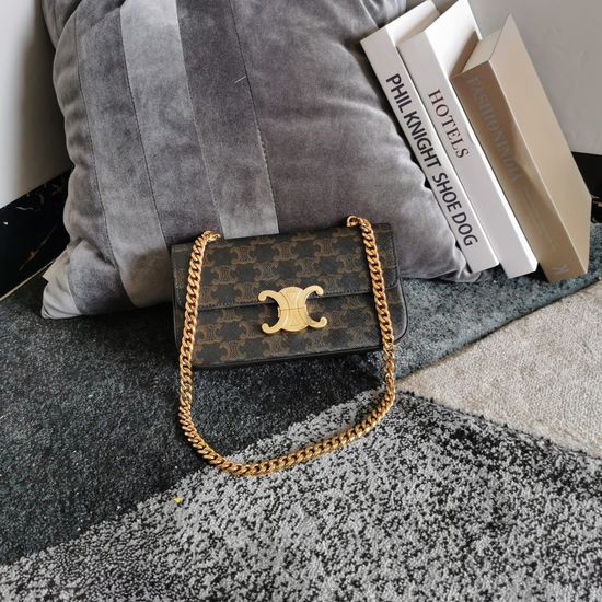 Celine Chain Shoulder Bag Monogram Brown 197992