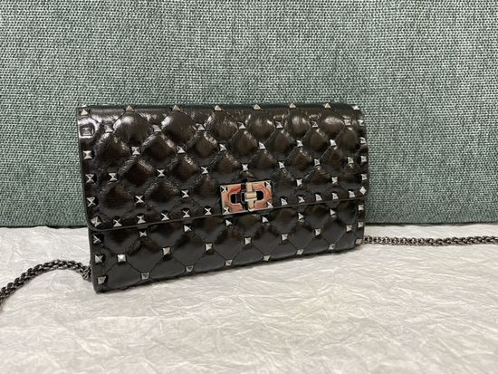 Valentino Riveted Lambskin Shoulder Clutch With Card Slots 0137