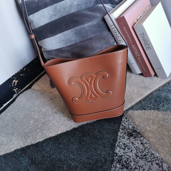 Celine CUIR Bucket Bag Triomphe Logo 198243