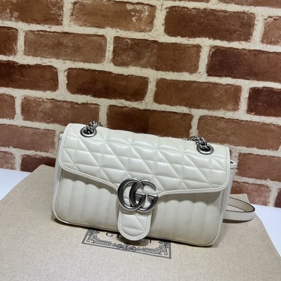 Gucci Original Leather White Checkered Chain Bag 443497