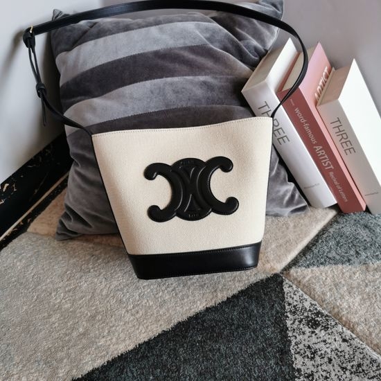 Celine CUIR Bucket Bag Triomphe Logo Calfskin 198242