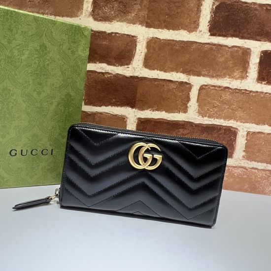 Gucci Black Leather Long Wallet 443123