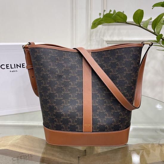 Celine Canvas Logo Print Bucket Bag 191132