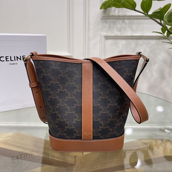 Celine Canvas Logo Printed Bucket Bag 191442