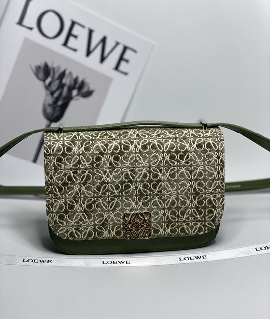 Loewe Goya Green Pattern Silk Leather Bag 5609