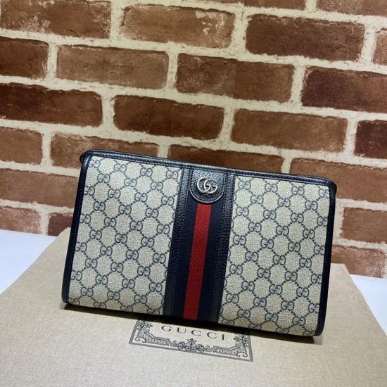 Gucci Clutch Bag Blue Coated Canvas 598234
