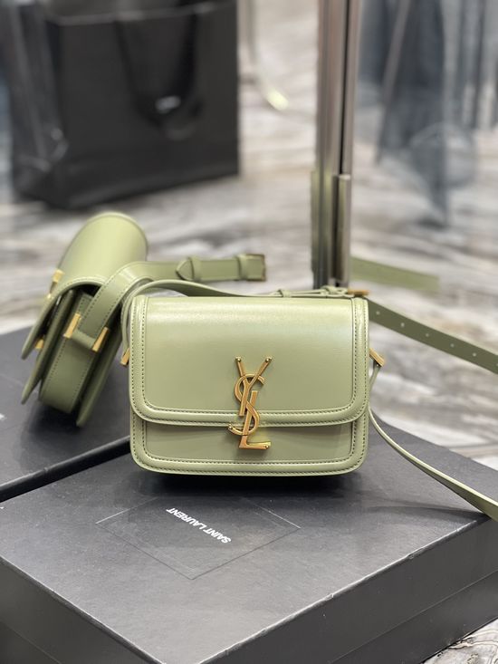 Yves Saint Laurent Solferino Avocado Green Gold Buckle 634306