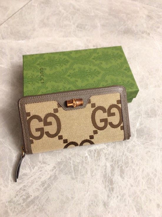 Gucci Diana Bamboo Canvas Zip Wallet 658634