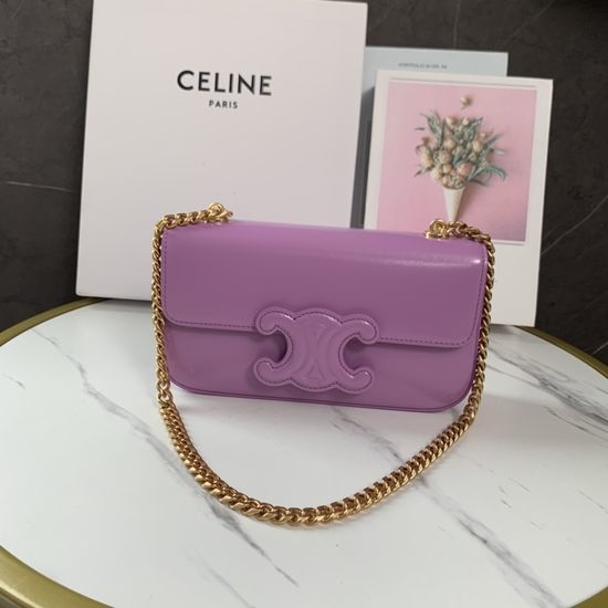 Celine Triomphe Chain Shoulder Bag Light Purple 199243
