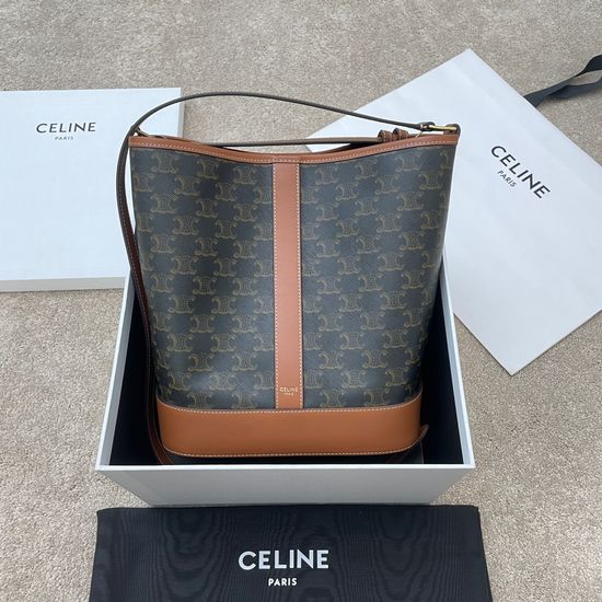 Celine Logo Print Large Bucket Bag 191132