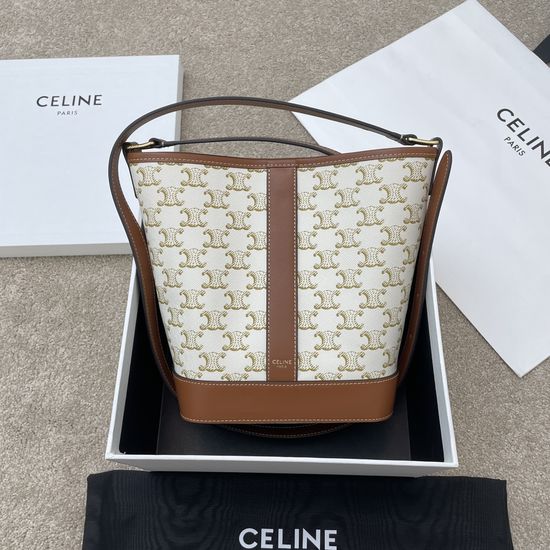 Celine Logo Print Small Bucket Bag 191442