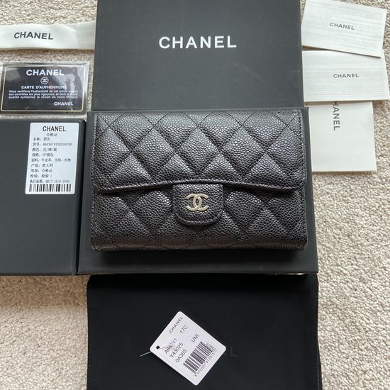 Chanel Wallet Grained Calfskin Silver Hardware A84341