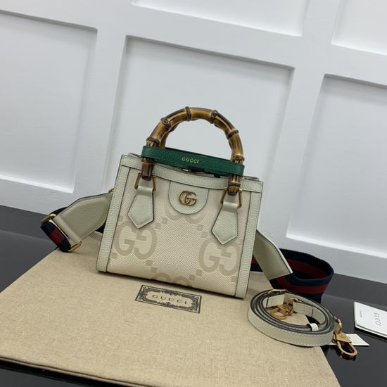 Gucci Handbag White Canvas Leather 702732