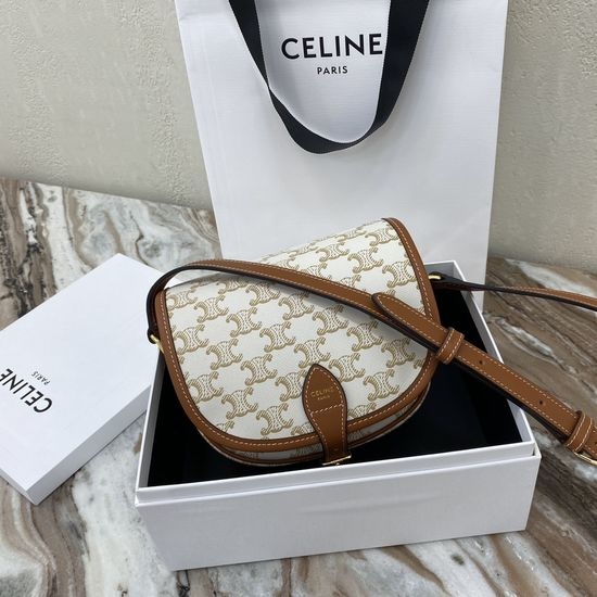 Celine FOLCO TRIOMPHE Medium Canvas Saddle Bag 191502BZJ.04LU