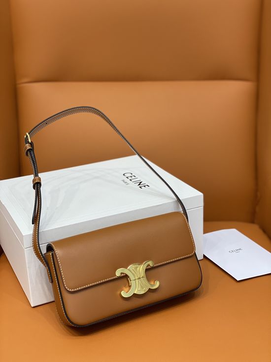 Celine Triomphe Glazed Leather Shoulder Bag 194143