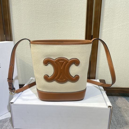 Celine CUIR Bucket Bag Triomphe Logo 198243