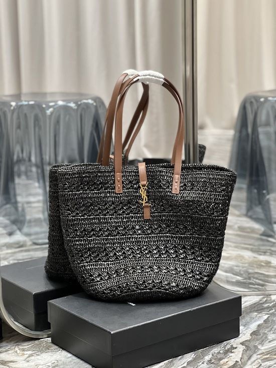 Yves Saint Laurent Large Raffia Woven Tote Bag 688221
