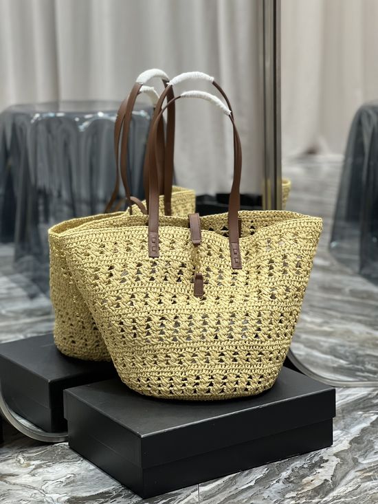 Yves Saint Laurent Large Raffia Woven Tote Bag 688221