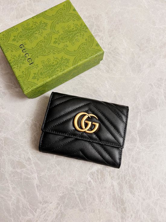 Gucci Bifold Short Wallet Leather Embossed 474802