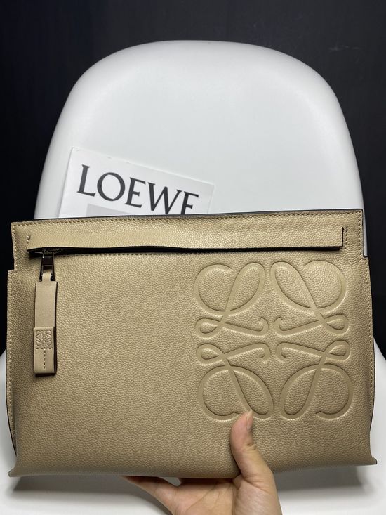 Loewe T Pouch Grained Calfskin Clutch 3040