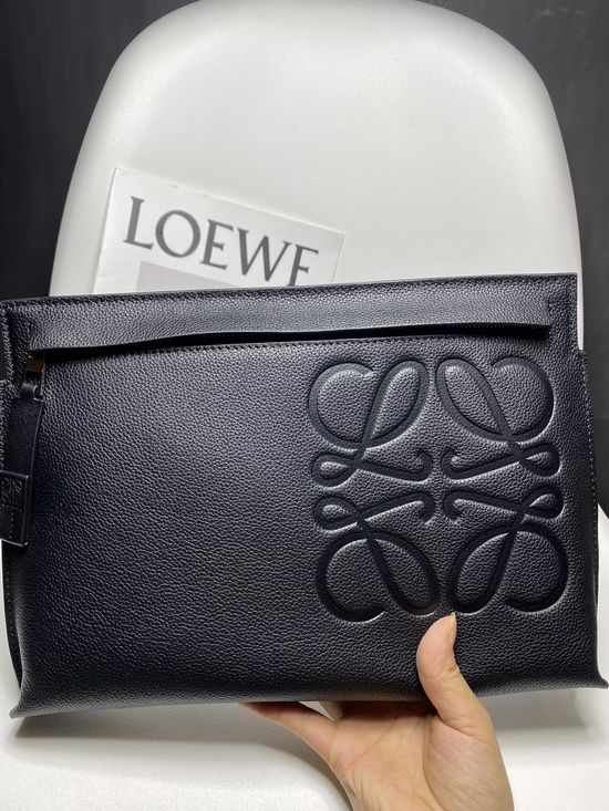 Loewe T Pouch Textured Calfskin Clutch 3040