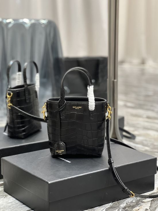 Yves Saint Laurent Mini Tote Shopping Bag with Crocodile Texture 712367