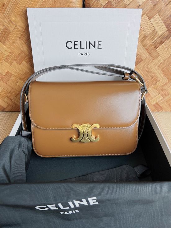 Celine Triomphe Classic Leather Shoulder Bag 187366