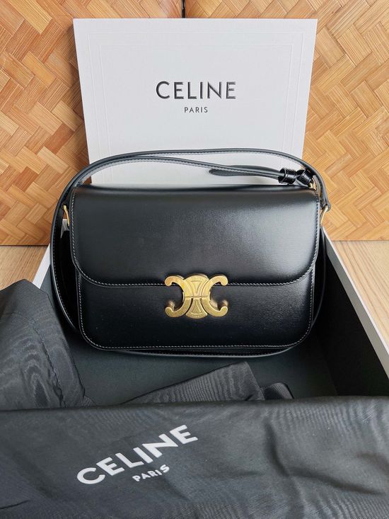 Celine Triomphe Leather Shoulder Bag 187366