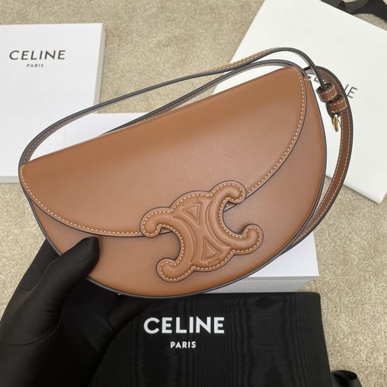Celine Besace Triomphe Smooth Leather Half-moon Bag 111233