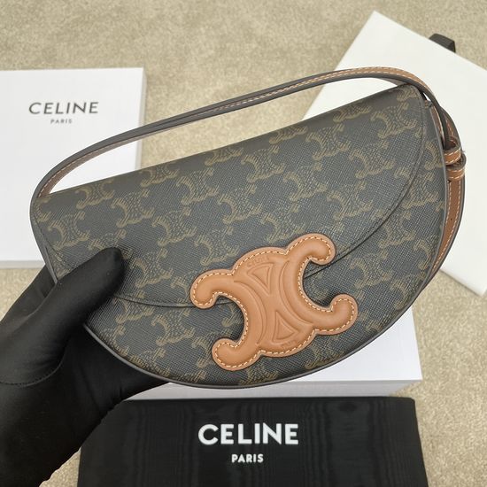Celine Besace Triomphe Leather Moon Bag 111233
