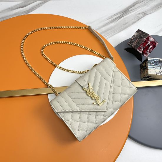 Yves Saint Laurent Quilted Grain Leather Envelope Bag 526286.Zx