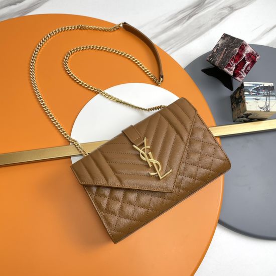 Yves Saint Laurent Quilted Grain Leather Envelope Bag 526286.Zx