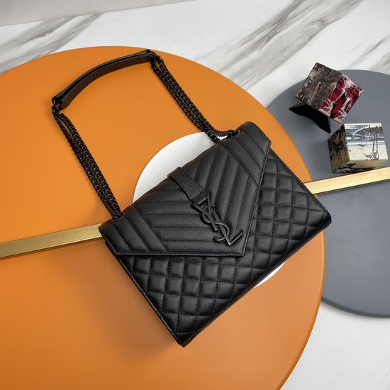 Yves Saint Laurent Envelope Bag Grain Embossed Quilted Leather 487206.ZX