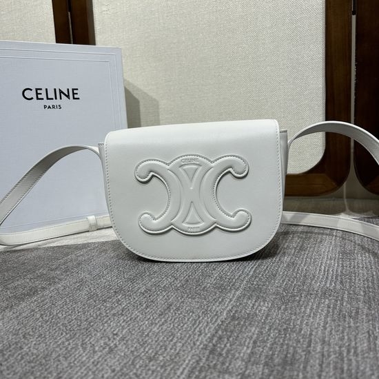 Celine Cuir Triomphe Folco Leather Satchel Bag 198263#