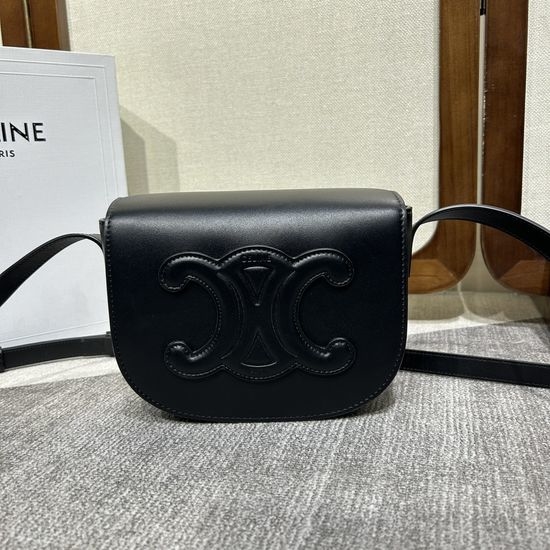 Celine Cuir Triomphe Folco Leather Satchel Bag 198263#