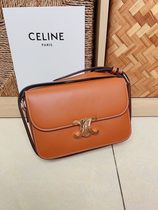 Celine Triomphe Leather Shoulder Bag 187366