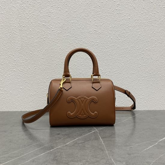 Celine Triomphe Small Boston Bag in Leather and Fabric 12253